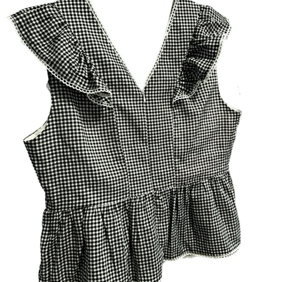 Nanette Lepore Black and White Gingham Ruffle Top Size L - Picture 4 of 8